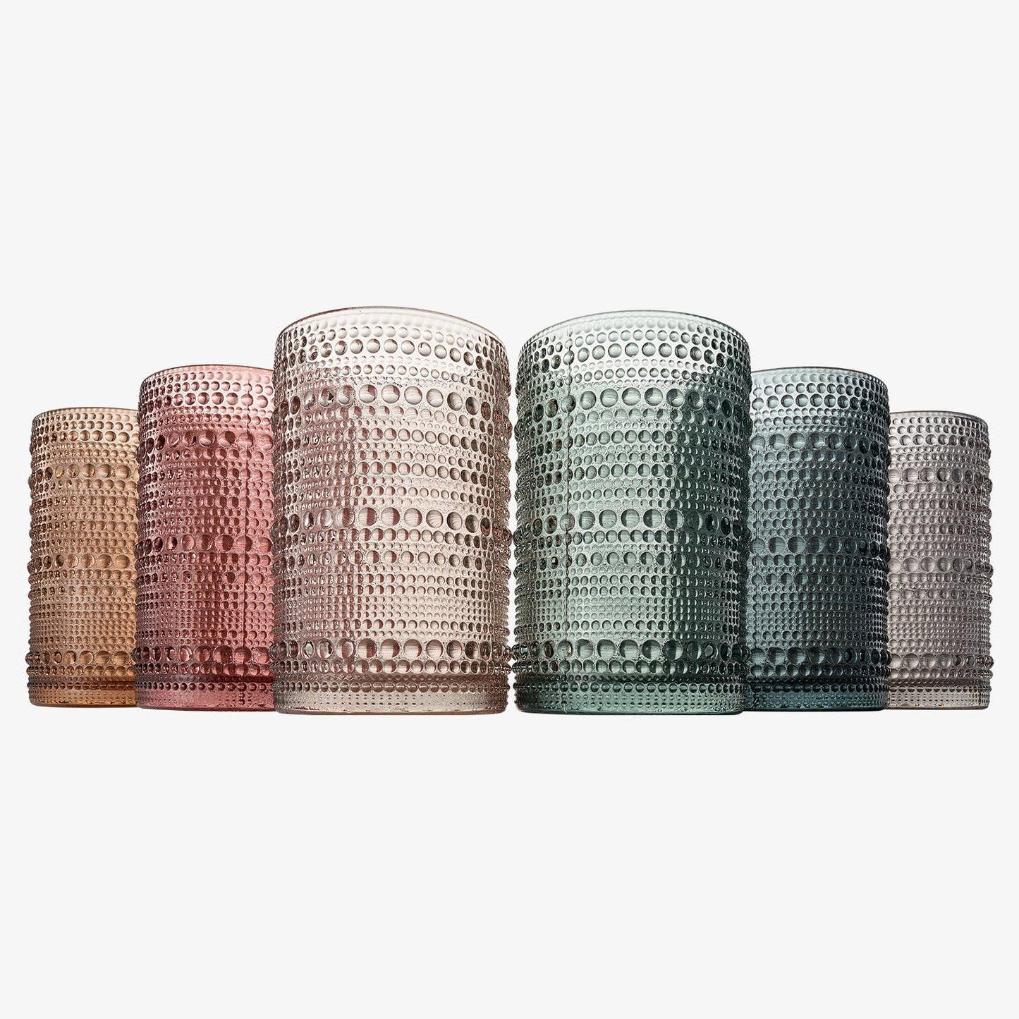 Beaded Hobnail Highball Drinking Glasses | Set of 6 | 14 OZ
