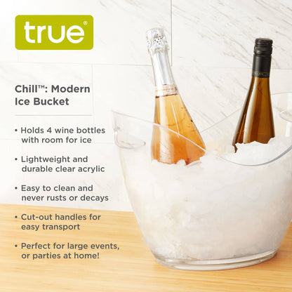 Chill 2-Gallon Clear Acrylic Ice Bucket w/Handle Cut-Outs
