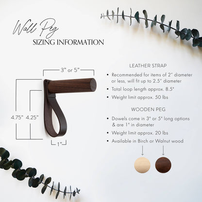 Leather & Wood Wall Hook Loops