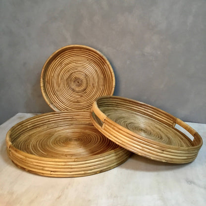 Rattan Hand Woven Trays, Set of 3