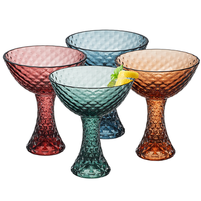 Vintage Textured Coupe & Martini Glasses | 7.7 OZ, Set of 4