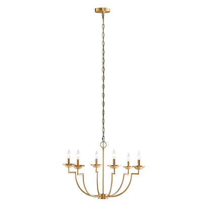 Gold Curved Arms Six-Bulb Chandelier