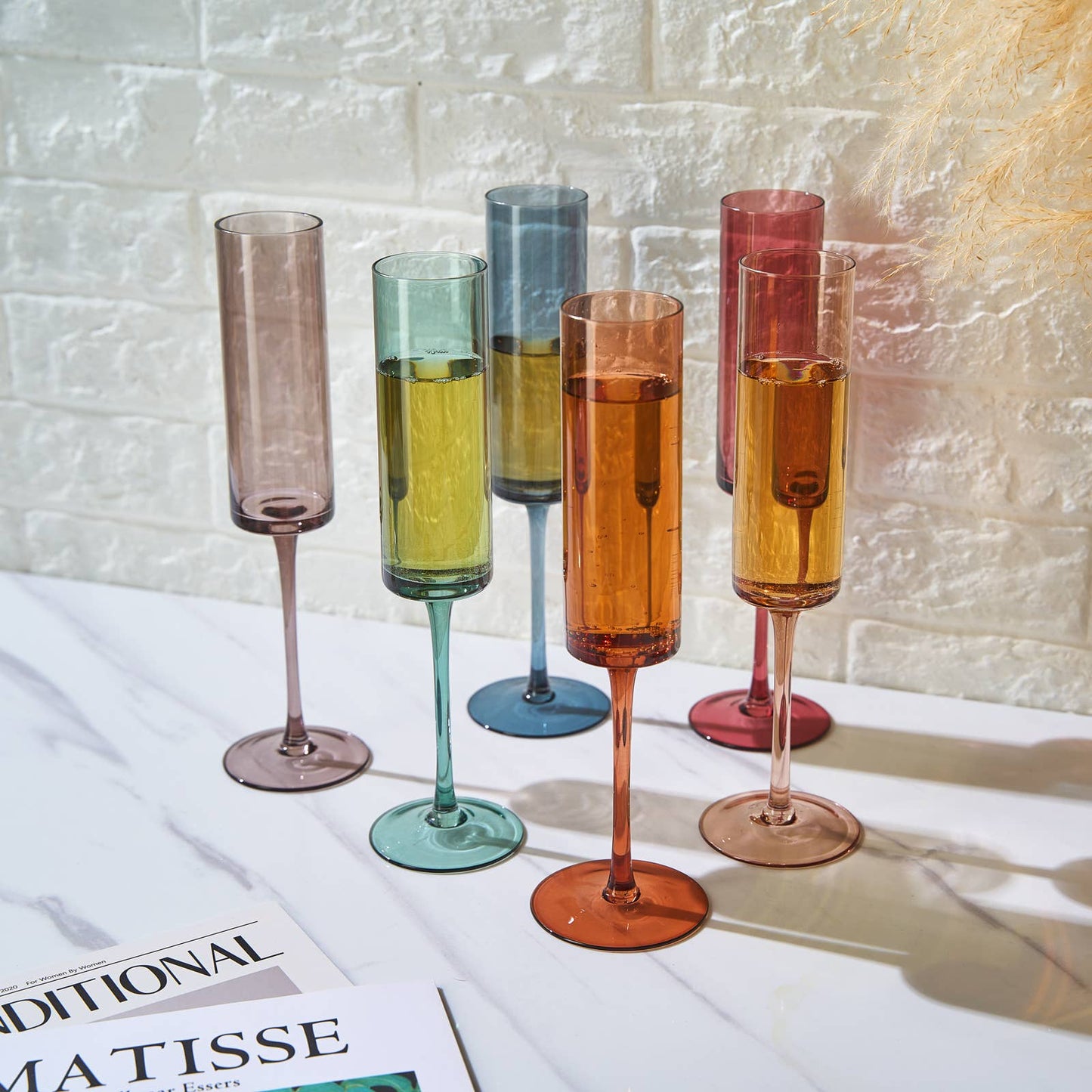 Champagne Flutes- Muted Rainbow