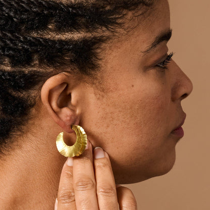 Usha Brass Ruffle Post Earrings