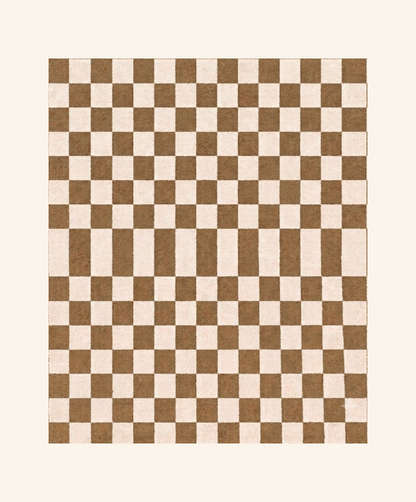 Checker Plush Throw - Latte Brown