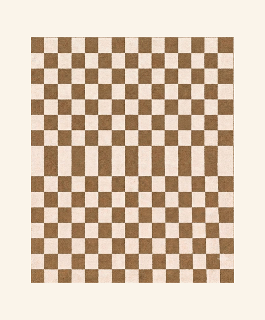 Checker Plush Throw - Latte Brown