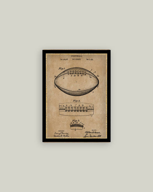 Vintage Football Map Framed Antique Art