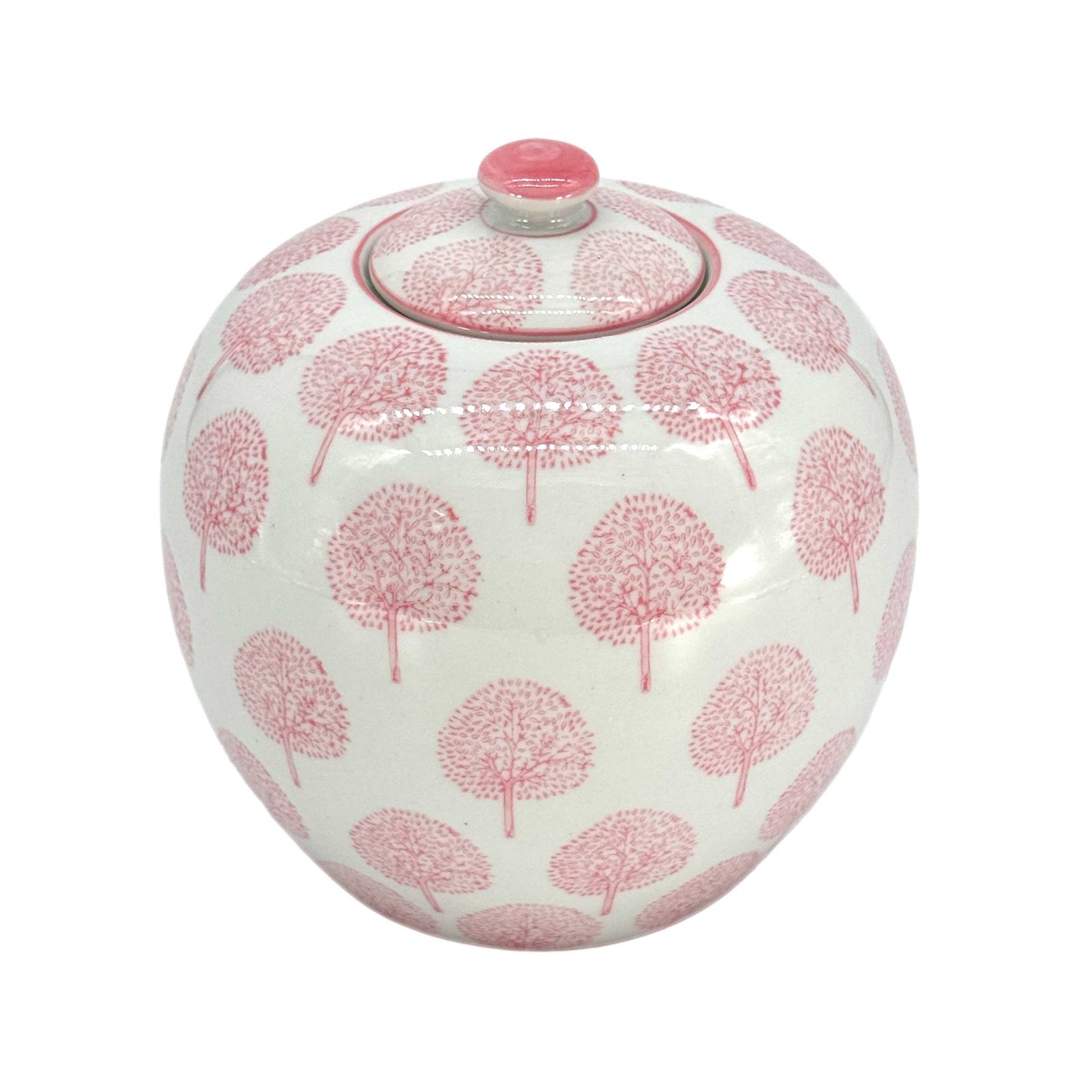 Pink & White Floral Chinoiserie Ginger Jar