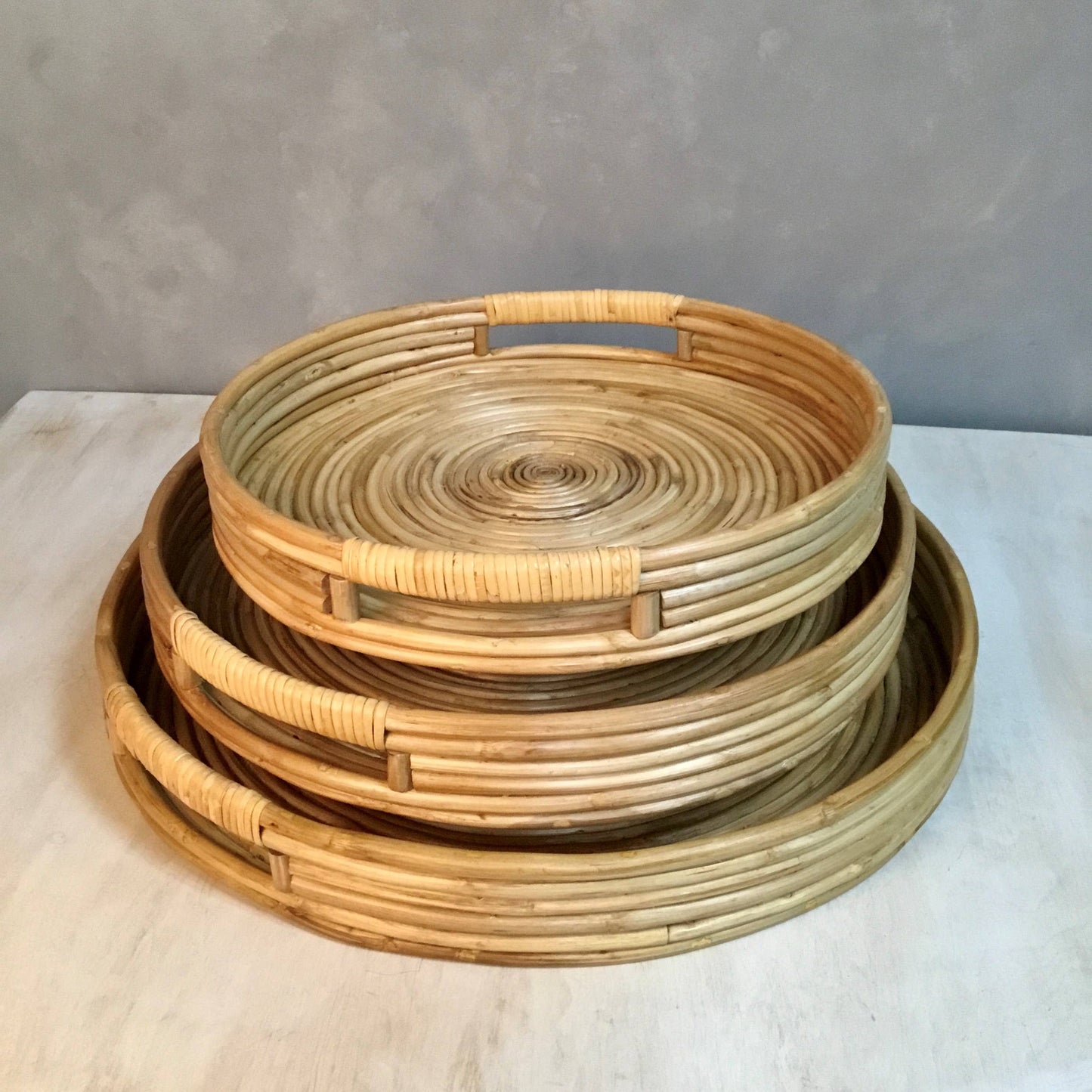 Rattan Hand Woven Trays, Set of 3