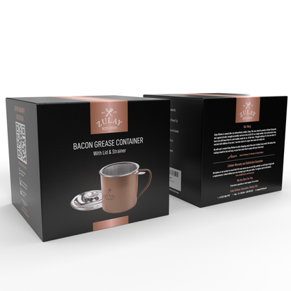 Bacon Grease Container With Strainer & Lid - 1 Liter