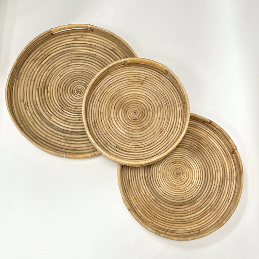 Rattan Hand Woven Trays, Set of 3