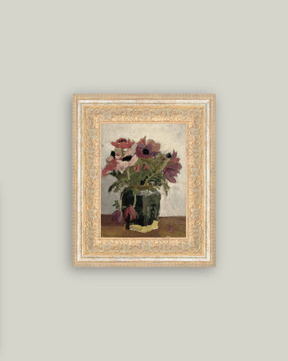 Mauve Floral Framed Antique Art