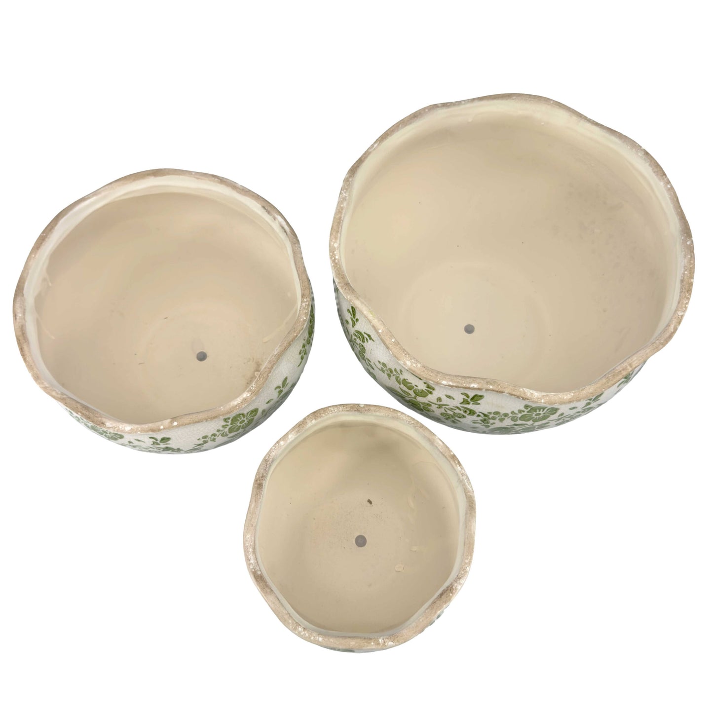 Set of 3 Rustic Vintage Ceramic Planter Pots