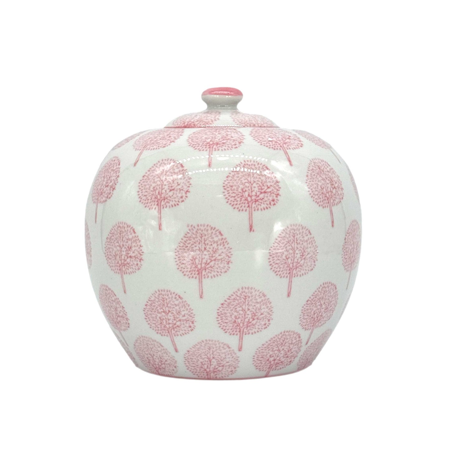 Pink & White Floral Chinoiserie Ginger Jar