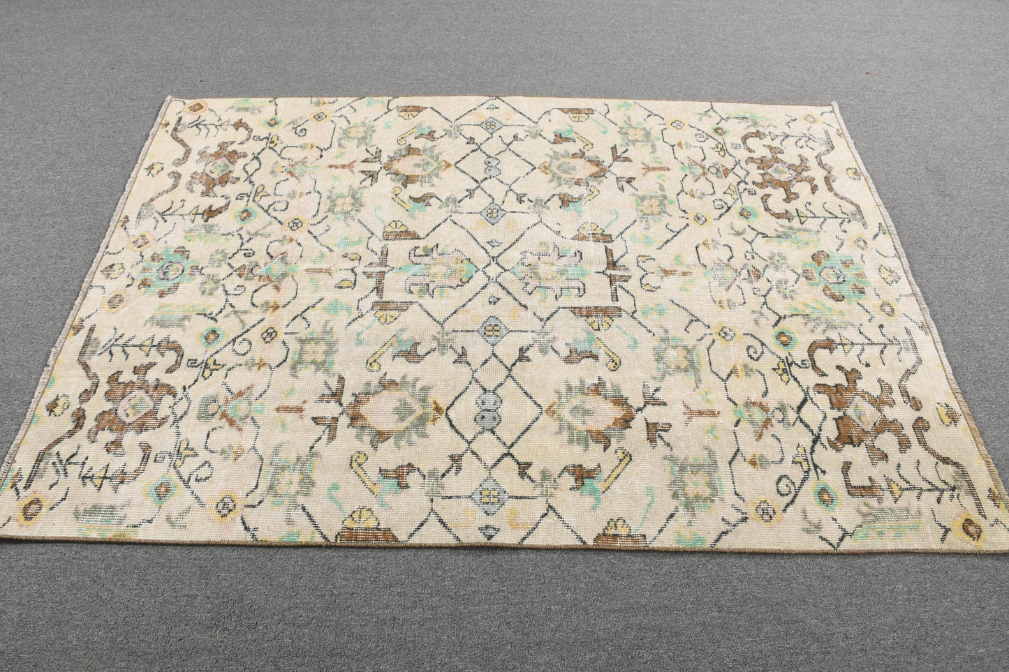 Turkish Rug, Vintage Area Rugs, Soft Pastel Colors