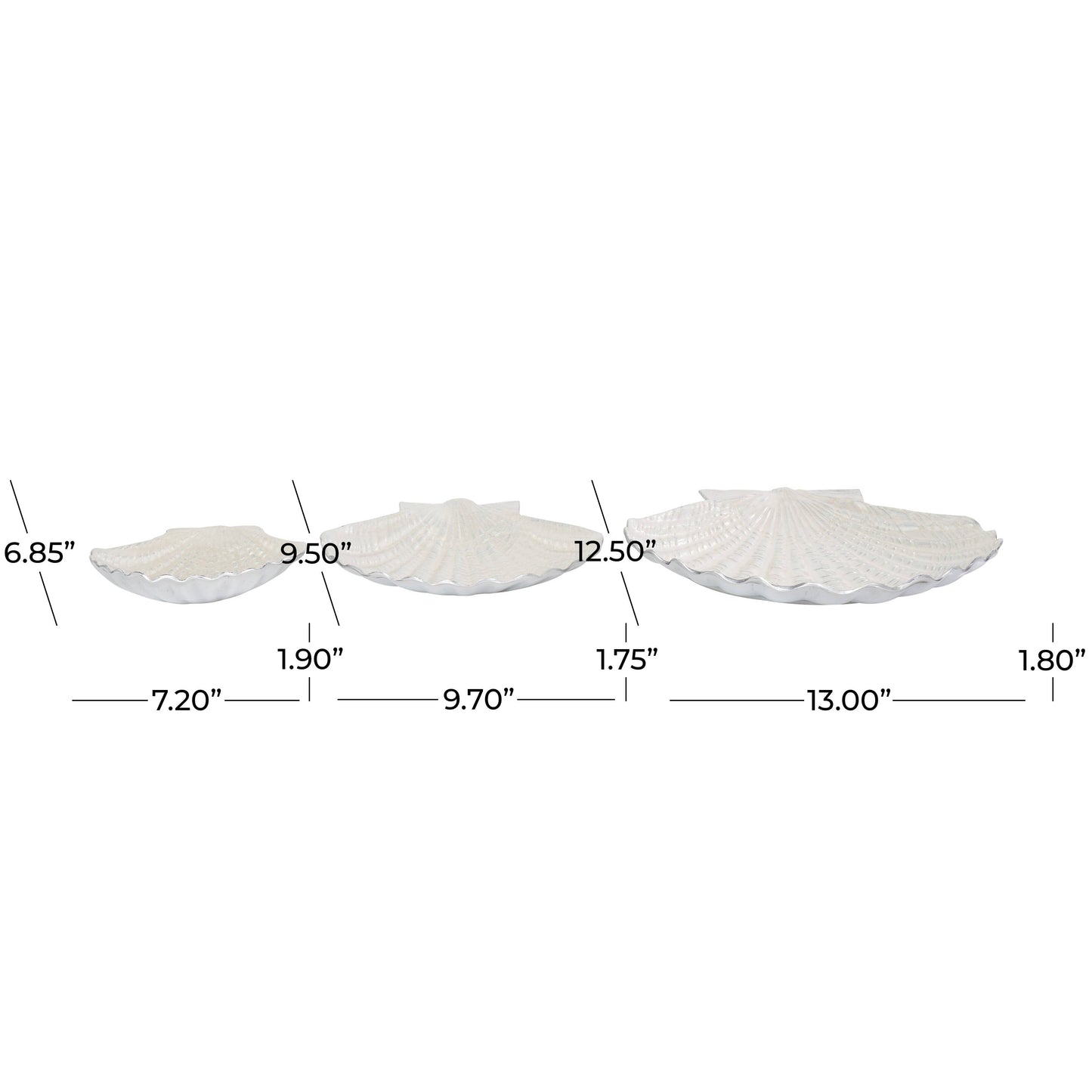 Coastal White Aluminum Metal Decorative Bowl Set