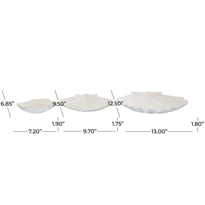 Coastal White Aluminum Metal Decorative Bowl Set