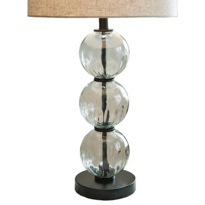 Table Lamp Set of 2, Stacked Glass Spheres, Brown Shade