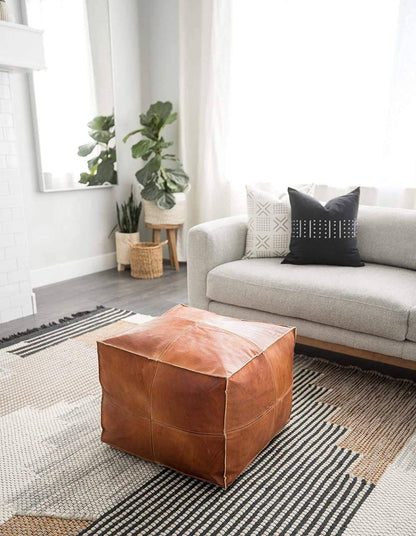 Moroccan Leather Pouf