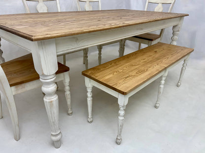 Bench, french, modern farmhouse, solid wood, accent, kitchen