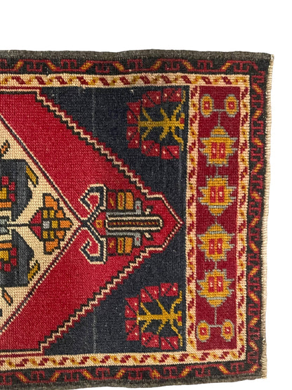 Vintage Turkish Rug Doormat | 1.9 x 3.7