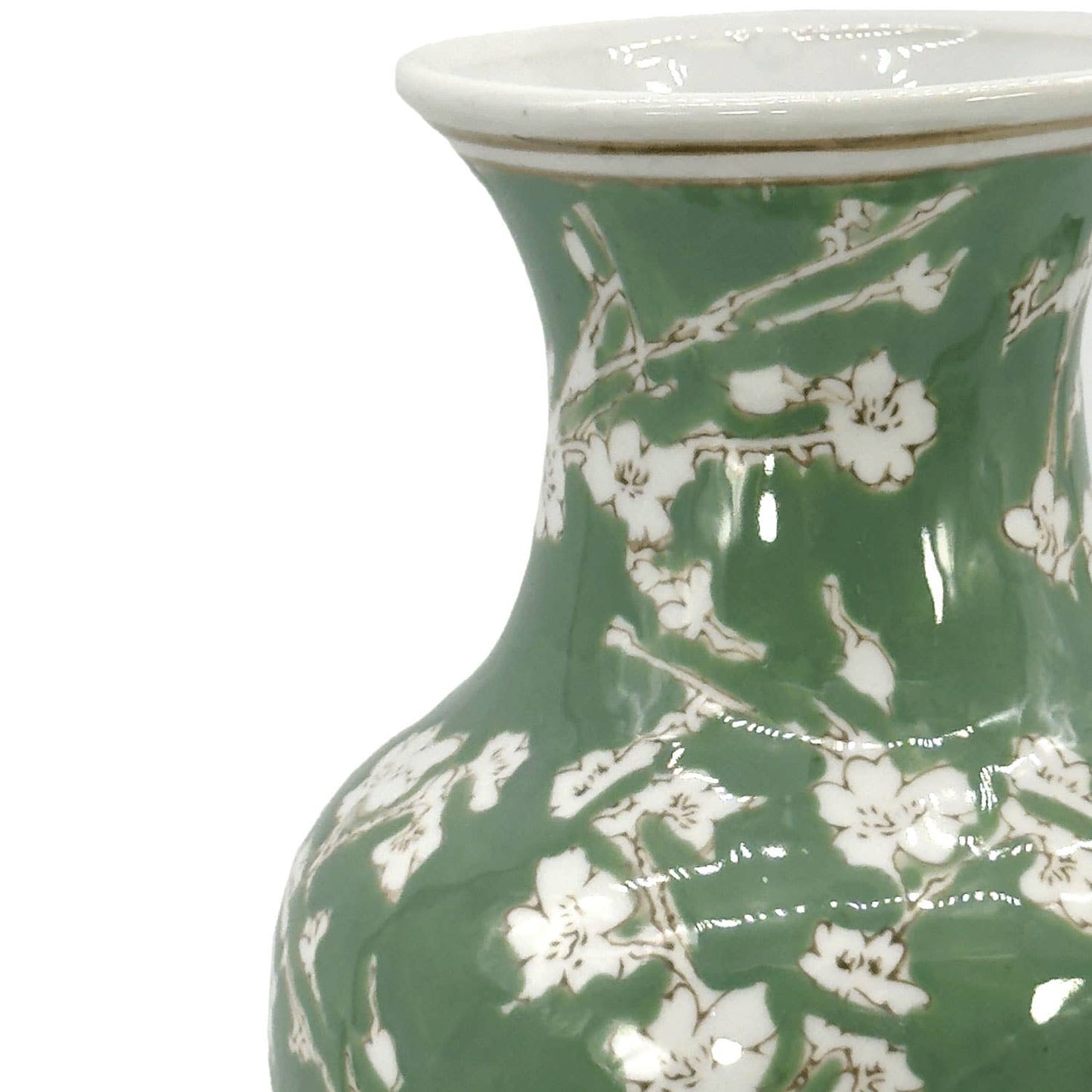 Green Sakura Chinoiserie Ceramic Vase
