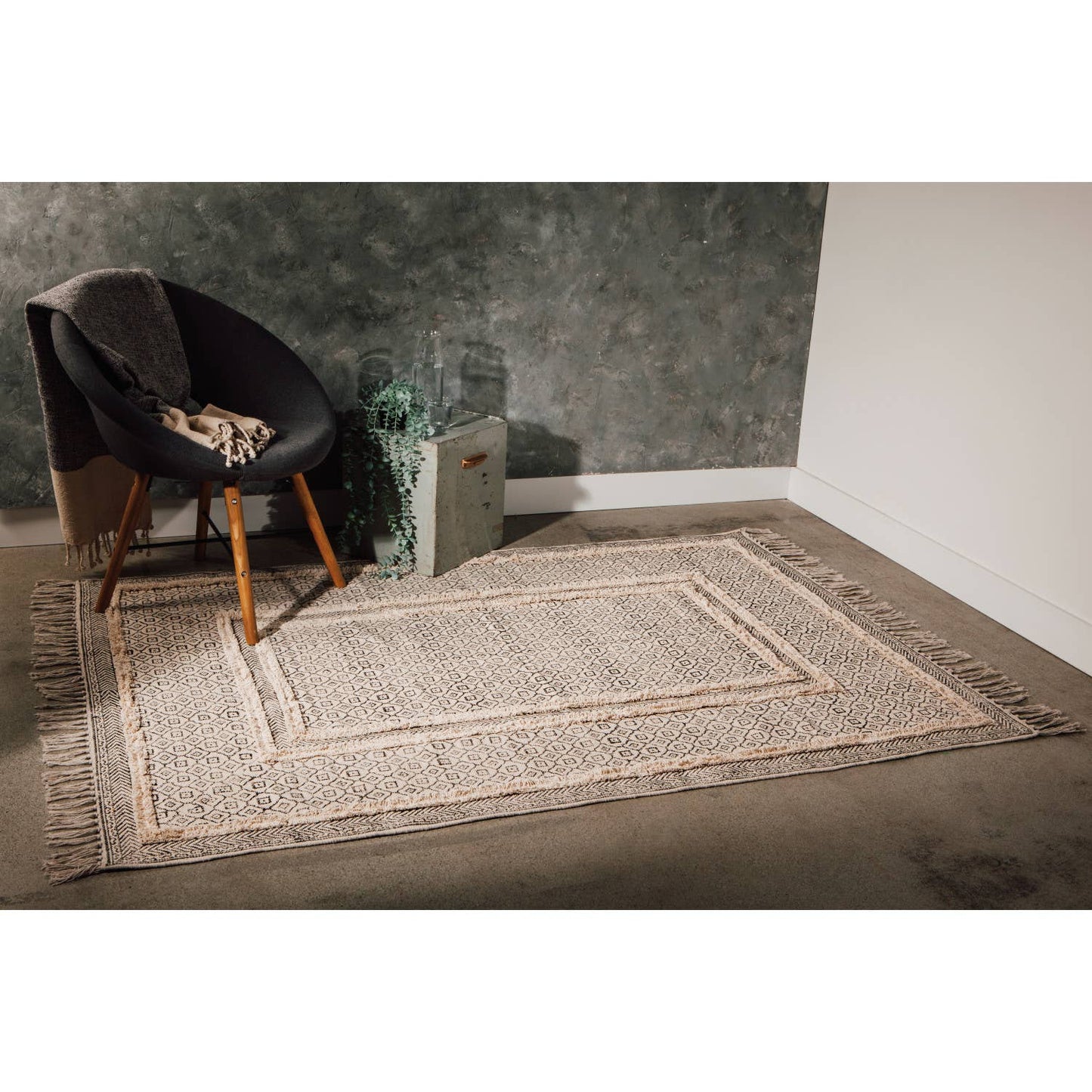 Plaza Block Print Rug 4 x 6 Ft