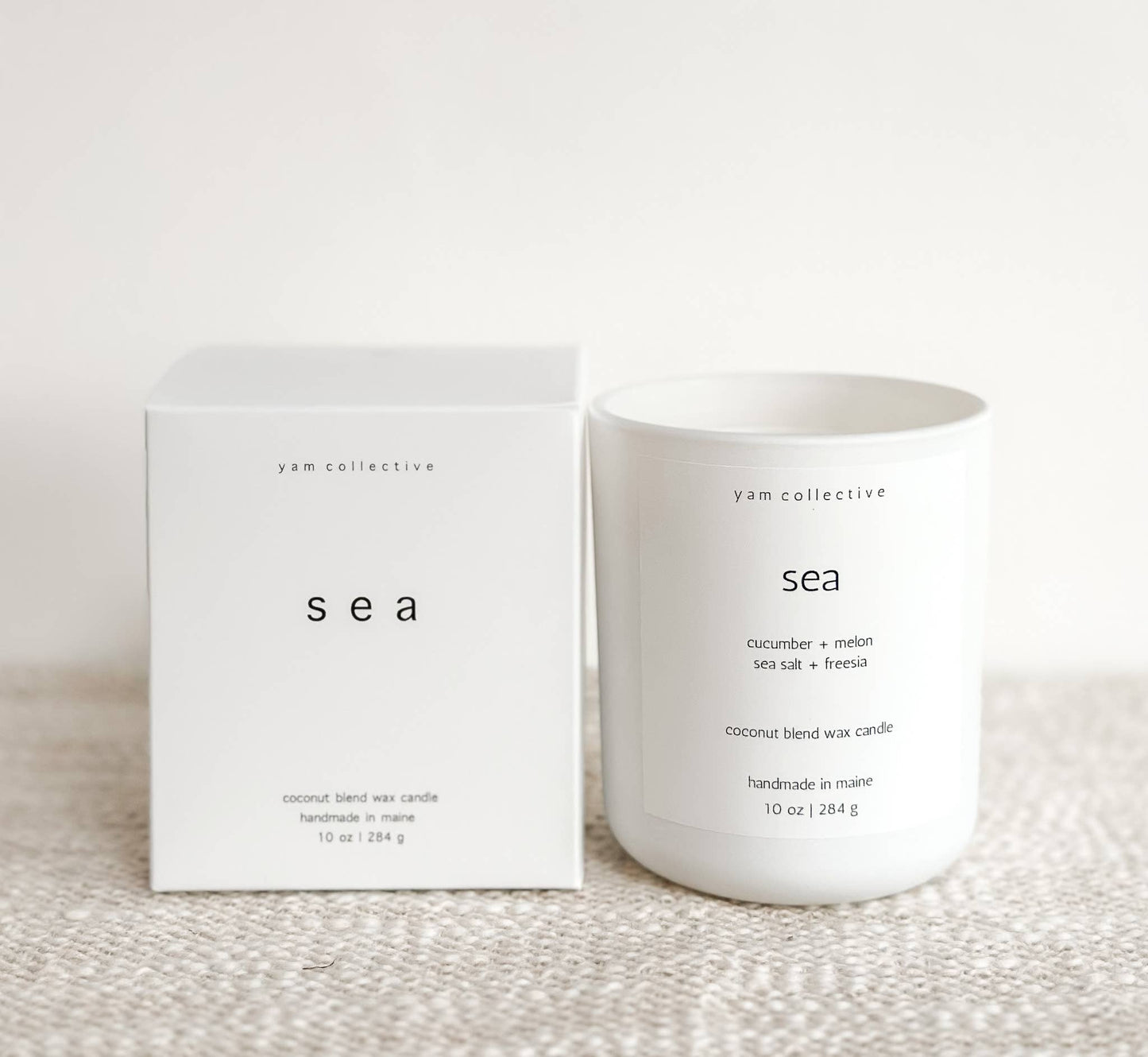 Sea - 10 oz Sea Salt + Freesia Matte White Glass Candle