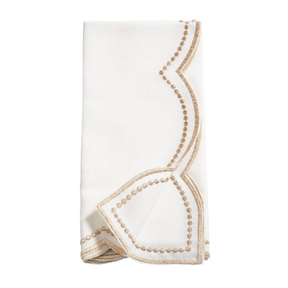 Embroidered Polka Dot Napkin w/ Scallop Edge