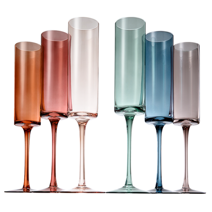 Champagne Flutes- Muted Rainbow