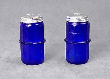Hoosier Style Salt and Pepper Set in Green, Pink & Blue