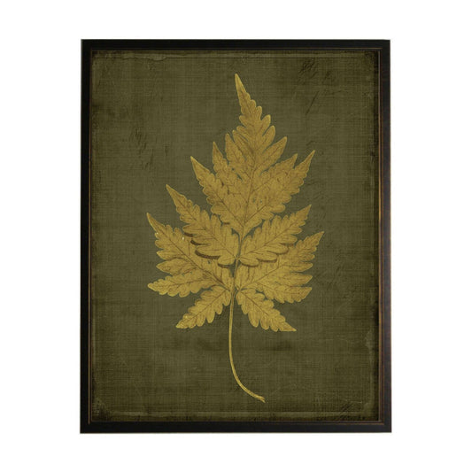 Golden Fern D on Distressed Green Background