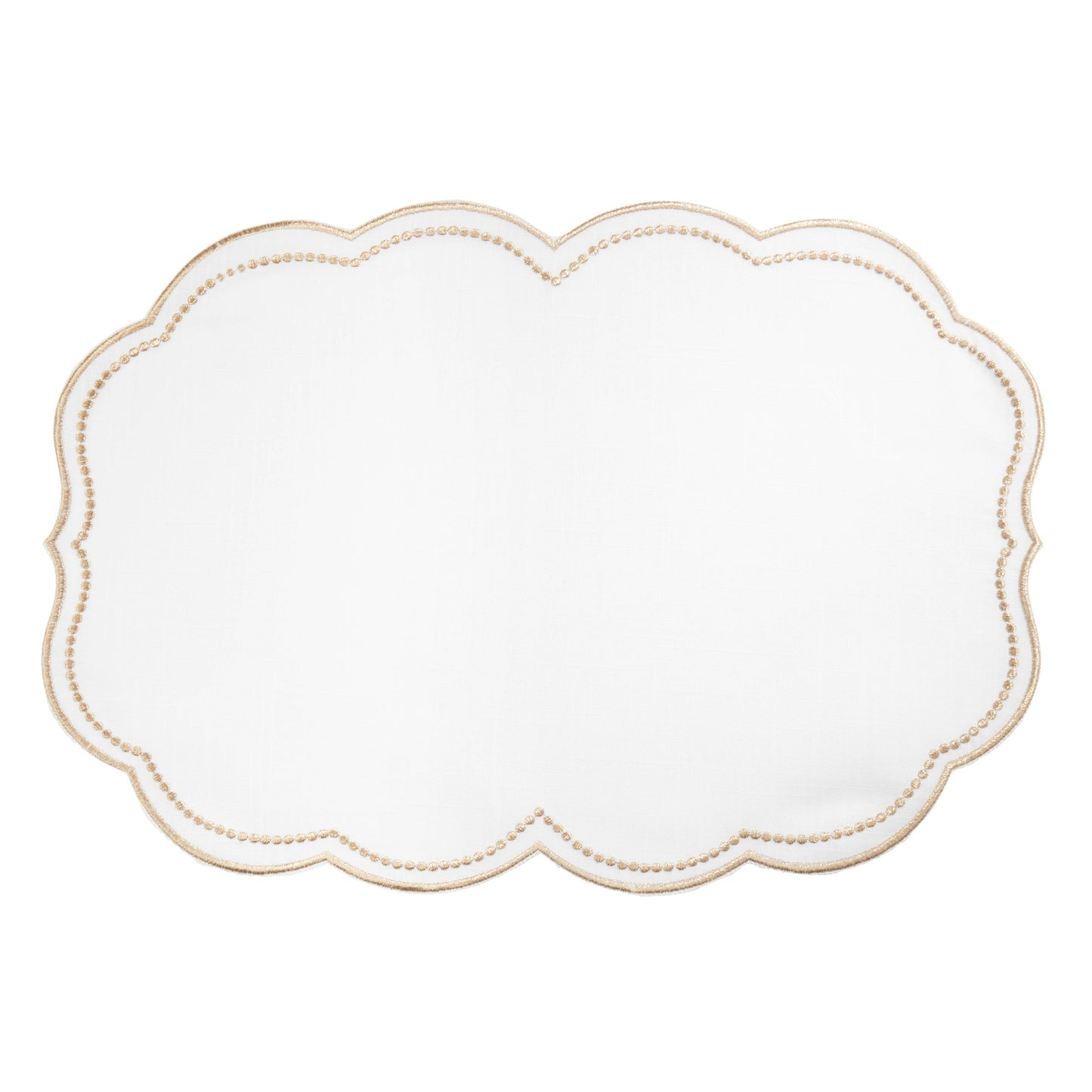 Embroidered Polka Dot Placemat w/ Scallop Edge