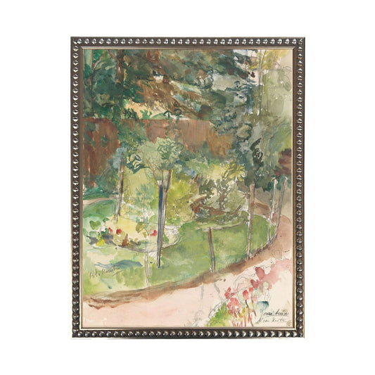 Watercolor Landscape of Garden Framed Print