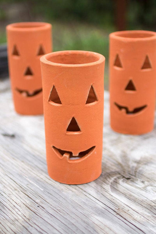 TERRACOTTA JACK-O-LANTERN- tall