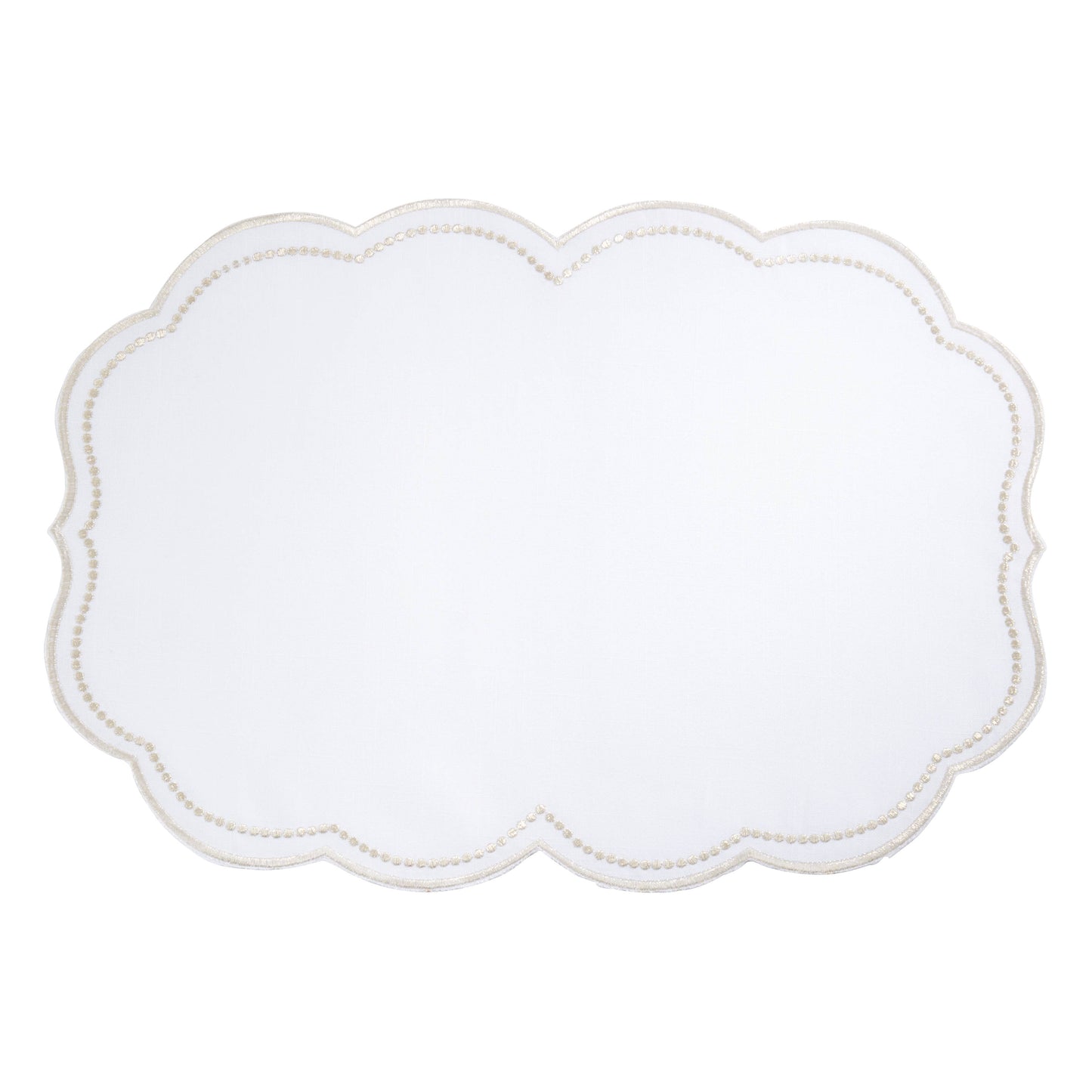 Embroidered Polka Dot Placemat w/ Scallop Edge