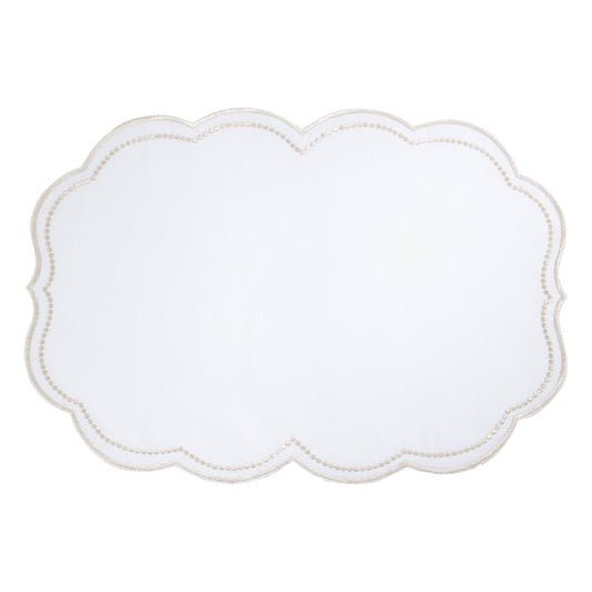 Embroidered Polka Dot Placemat w/ Scallop Edge