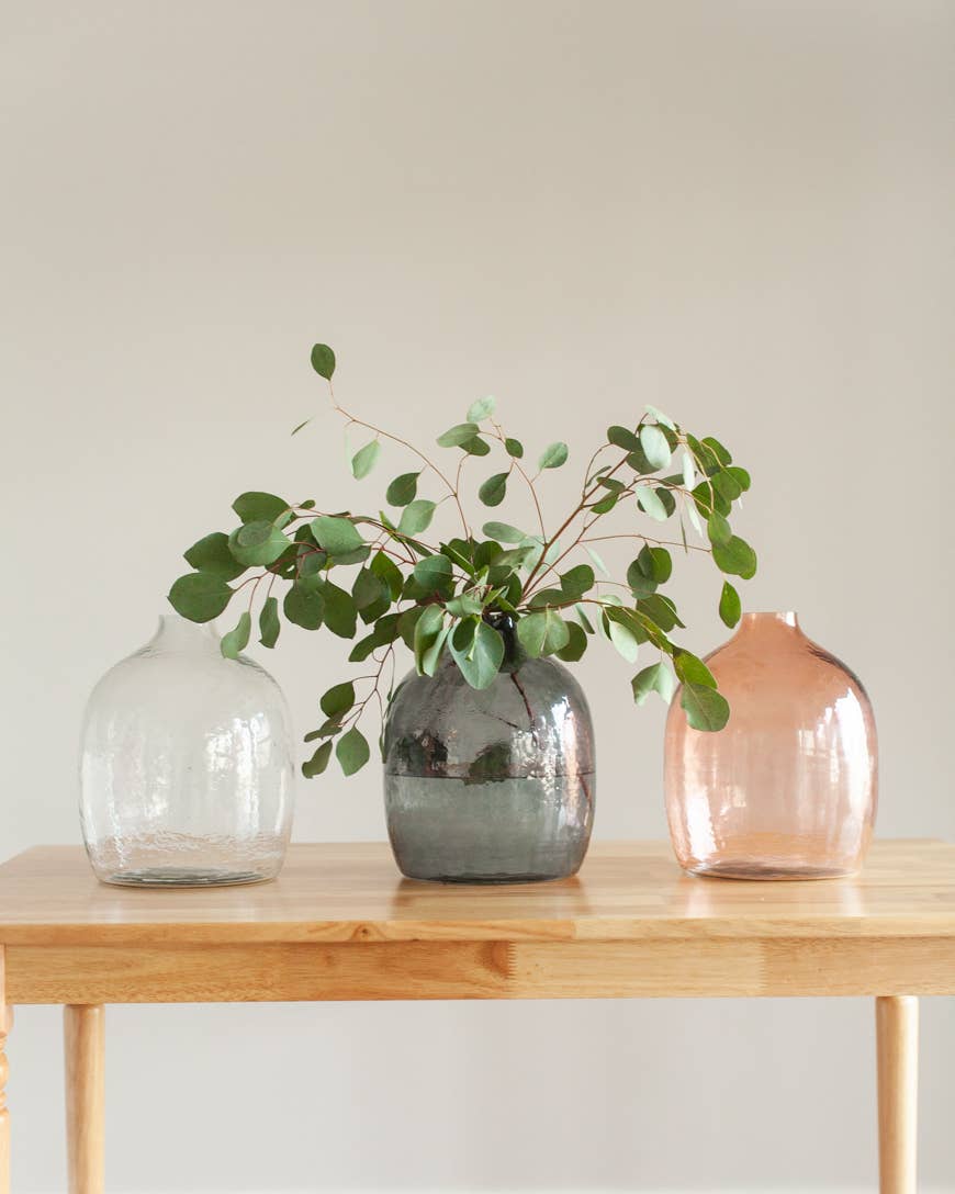 HEBRON HANDBLOWN HAMMERED GLASS VASES