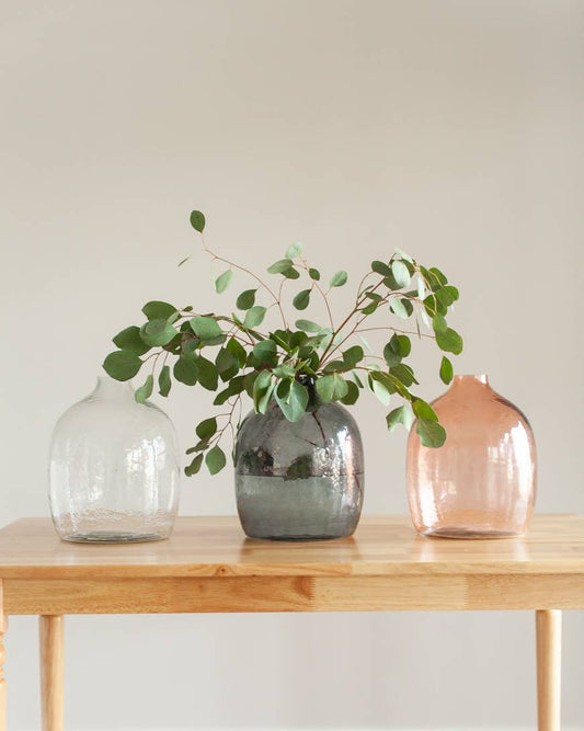 HEBRON HANDBLOWN HAMMERED GLASS VASES