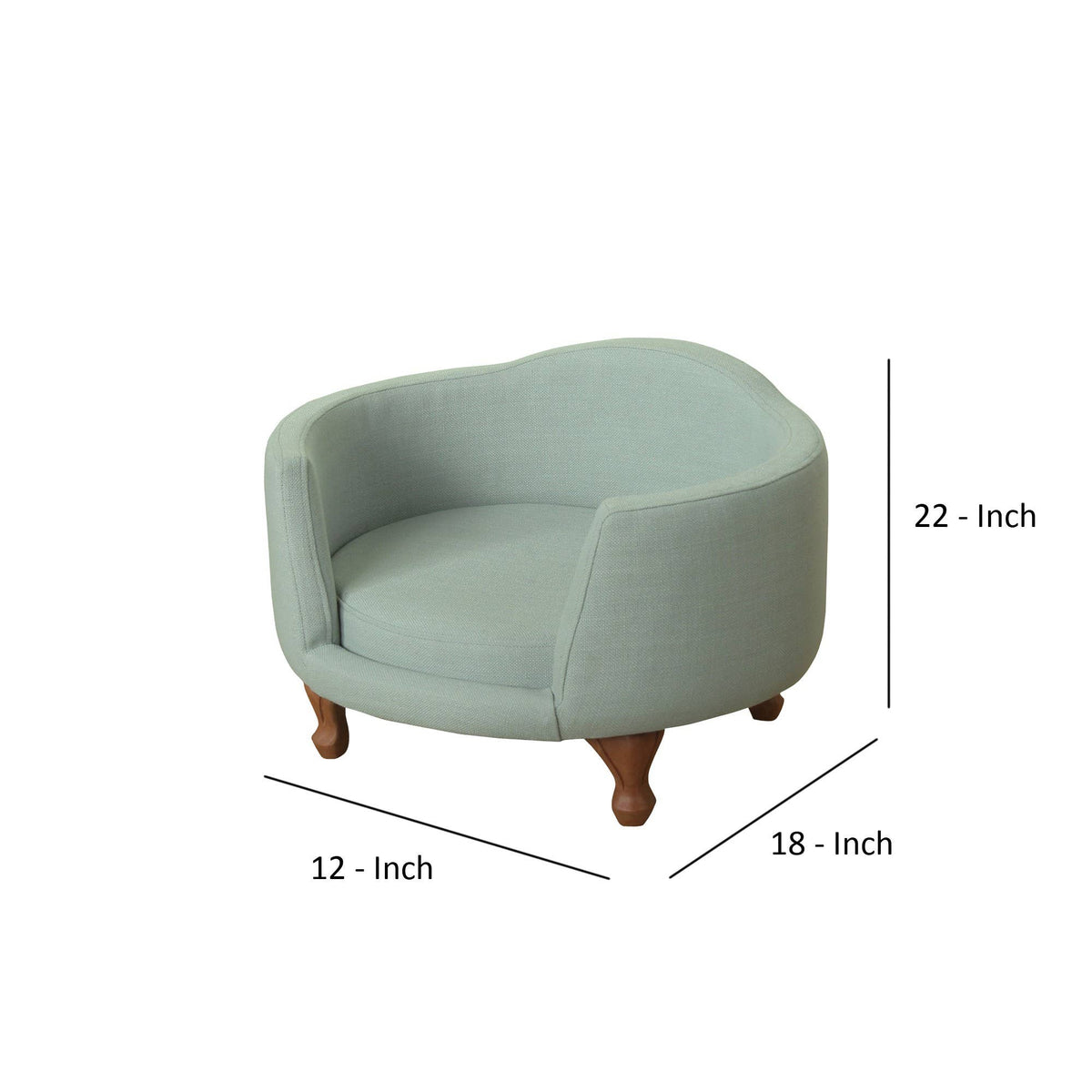 Curved Design Wooden Pet Love Seat With Fabric Upholstery