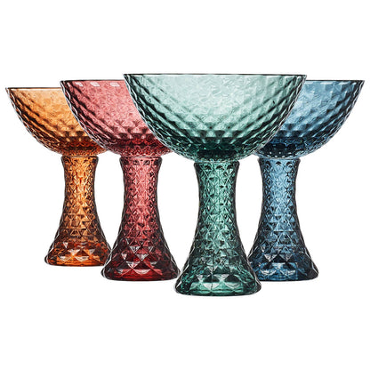 Vintage Textured Coupe & Martini Glasses | 7.7 OZ, Set of 4