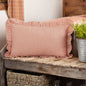 Red Ticking Stripe Ruffled Throw Pillow
