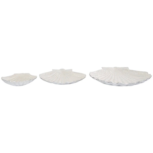 Coastal White Aluminum Metal Decorative Bowl Set