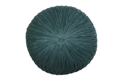 Velvet Round Handmade Pillow - Evergreen - 16 Inch
