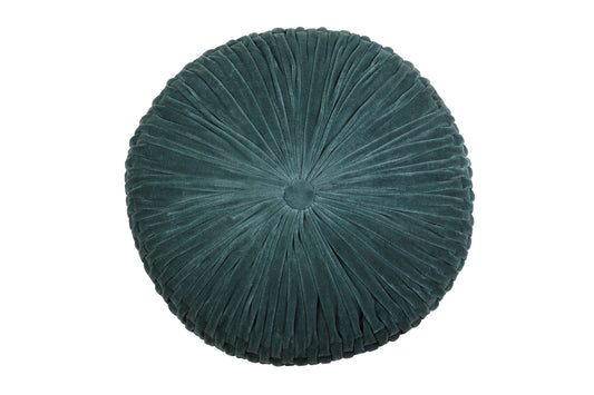 Velvet Round Handmade Pillow - Evergreen - 16 Inch