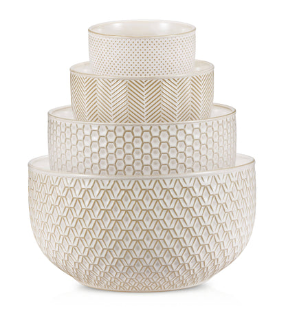 Kook Ceramic Nesting Bowls, 20/44/98/145 oz, Cream