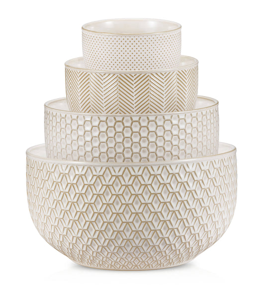 Kook Ceramic Nesting Bowls, 20/44/98/145 oz, Cream