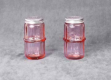 Hoosier Style Salt and Pepper Set in Green, Pink & Blue