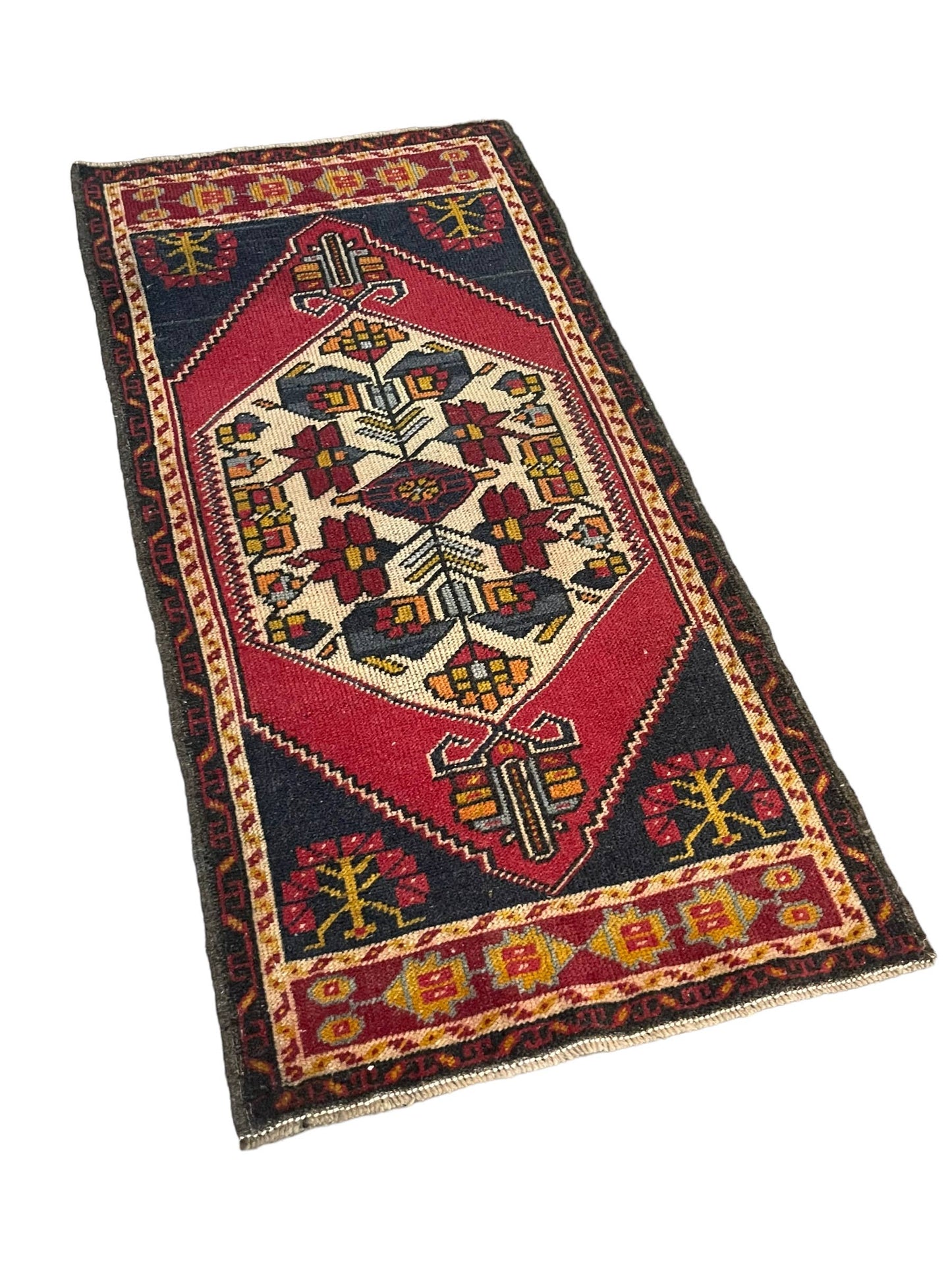 Vintage Turkish Rug Doormat | 1.9 x 3.7