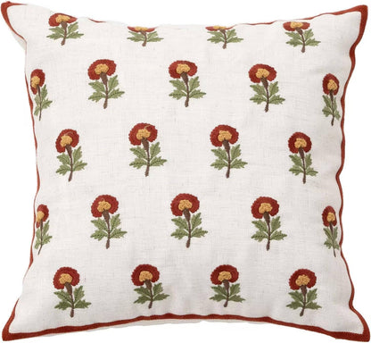 Flower Embroidery Throw Pillow